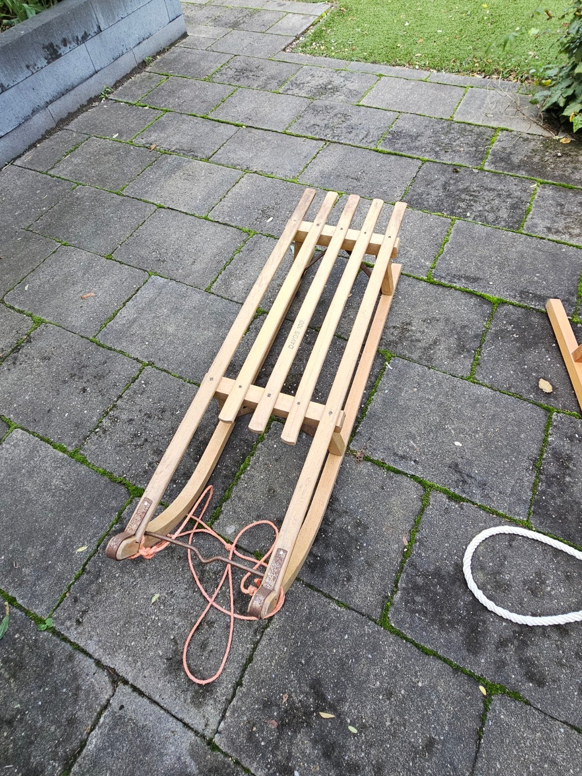 Davos houten slee 100 cm - Nette staat, Ophalen, Gebruikt, Hout