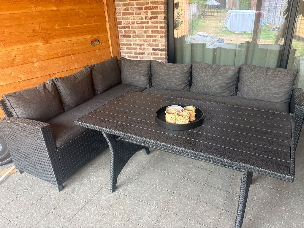 Loungeset antraciet compleet, Ophalen, Kunststof, 6 zitplaatsen, Zo goed als nieuw