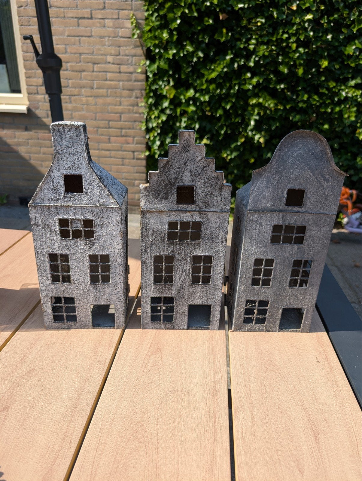 Decoratieve huisjes voor waxinelichtjes - Set van 3, Ophalen, Gebruikt, Overige materialen, Landelijk