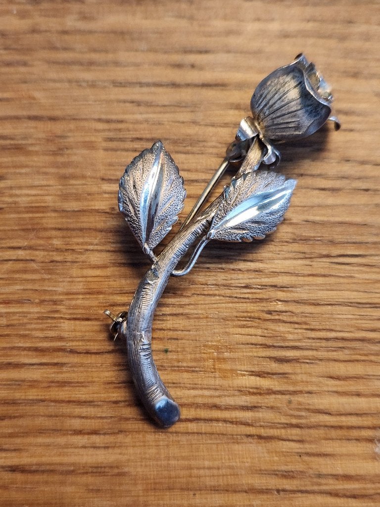 Zilveren broche roos - Bond Boyd, 4 tot 7 cm, Gebruikt, Ophalen of Verzenden, Zilver