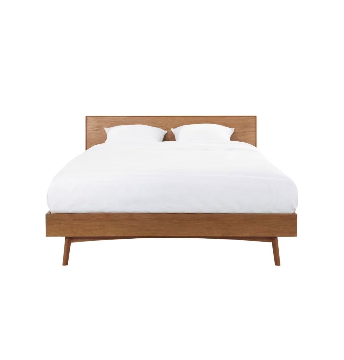 Maisons du monde tweepersoons bed massief eikenhout, Huis en Inrichting, Slaapkamer | Bedden, Ophalen, Bruin, Tweepersoons, Zo goed als nieuw