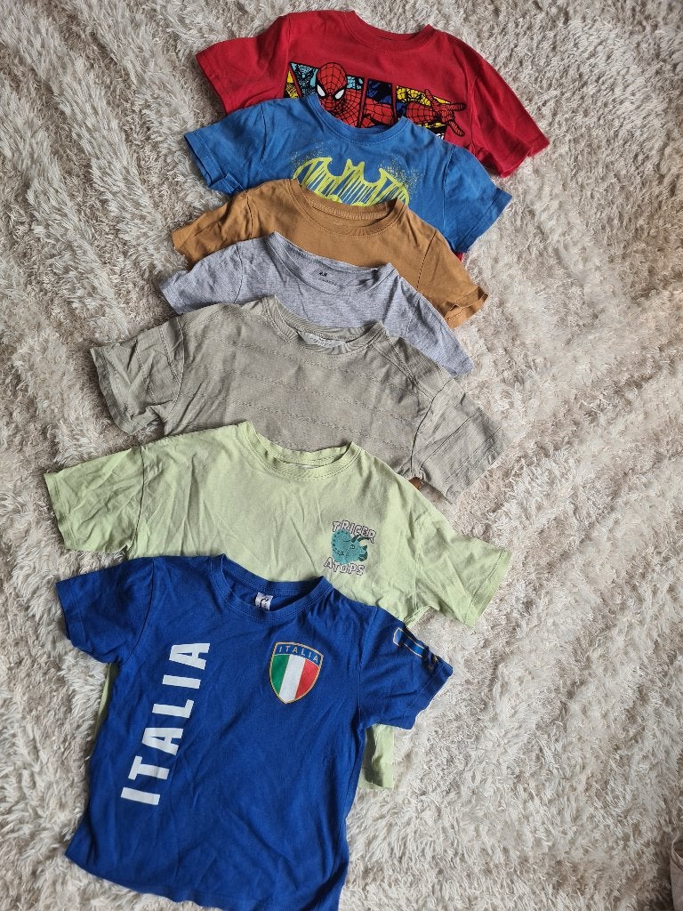 Set or 7 tshirts with short sleeves, bundle of tshirst, 110, Ophalen of Verzenden, Zo goed als nieuw, One size
