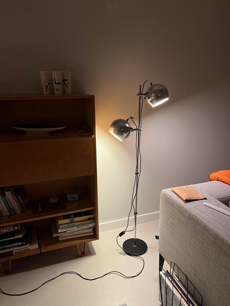 Vintage eyeball lamp chroom Herda/ Gepo, Huis en Inrichting, Lampen | Vloerlampen, Ophalen of Verzenden, Zo goed als nieuw, 150 tot 200 cm