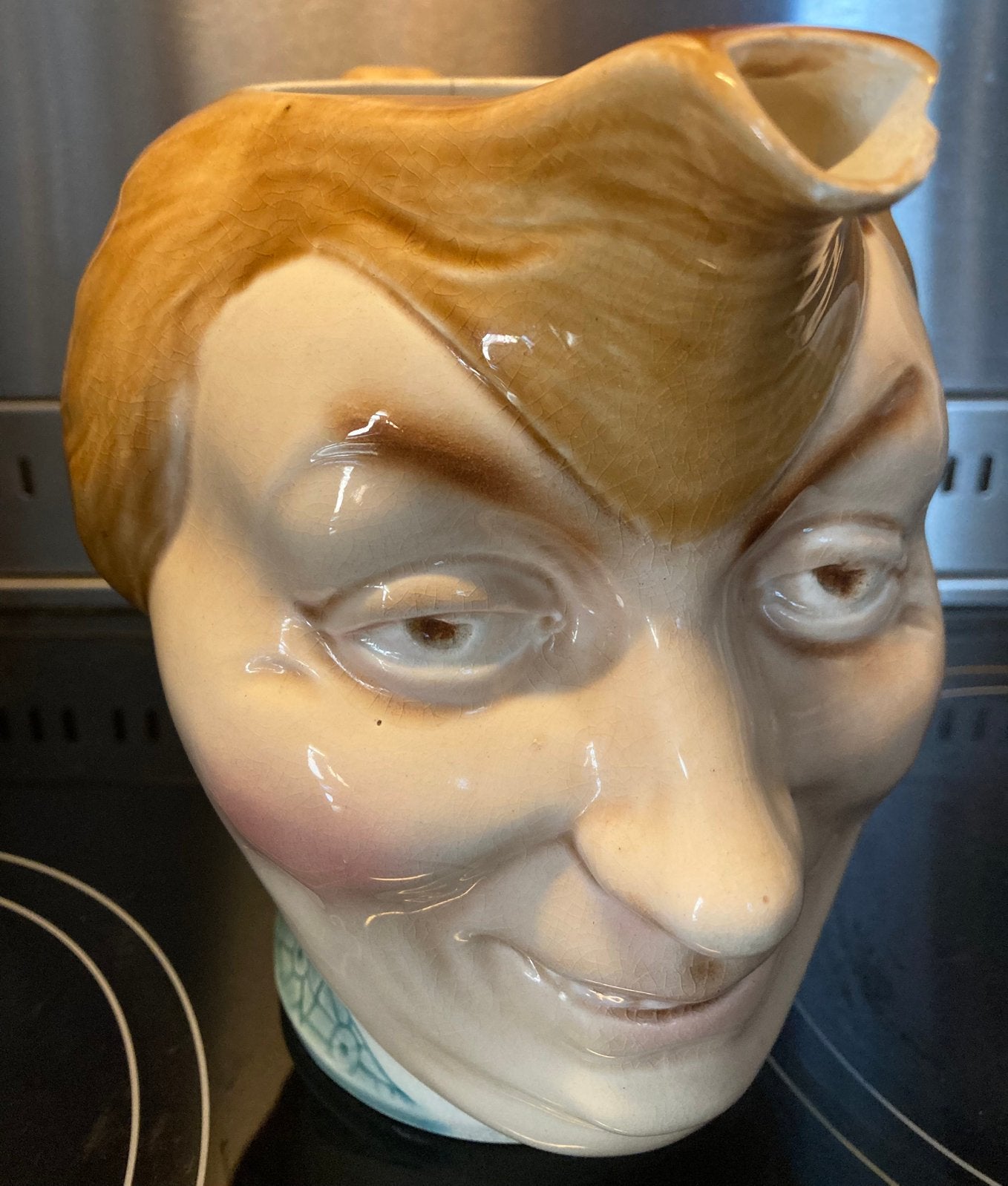 Oude Sarreguemines Toby kan Frankrijk Majolica, Antiek en Kunst, Curiosa en Brocante, Ophalen