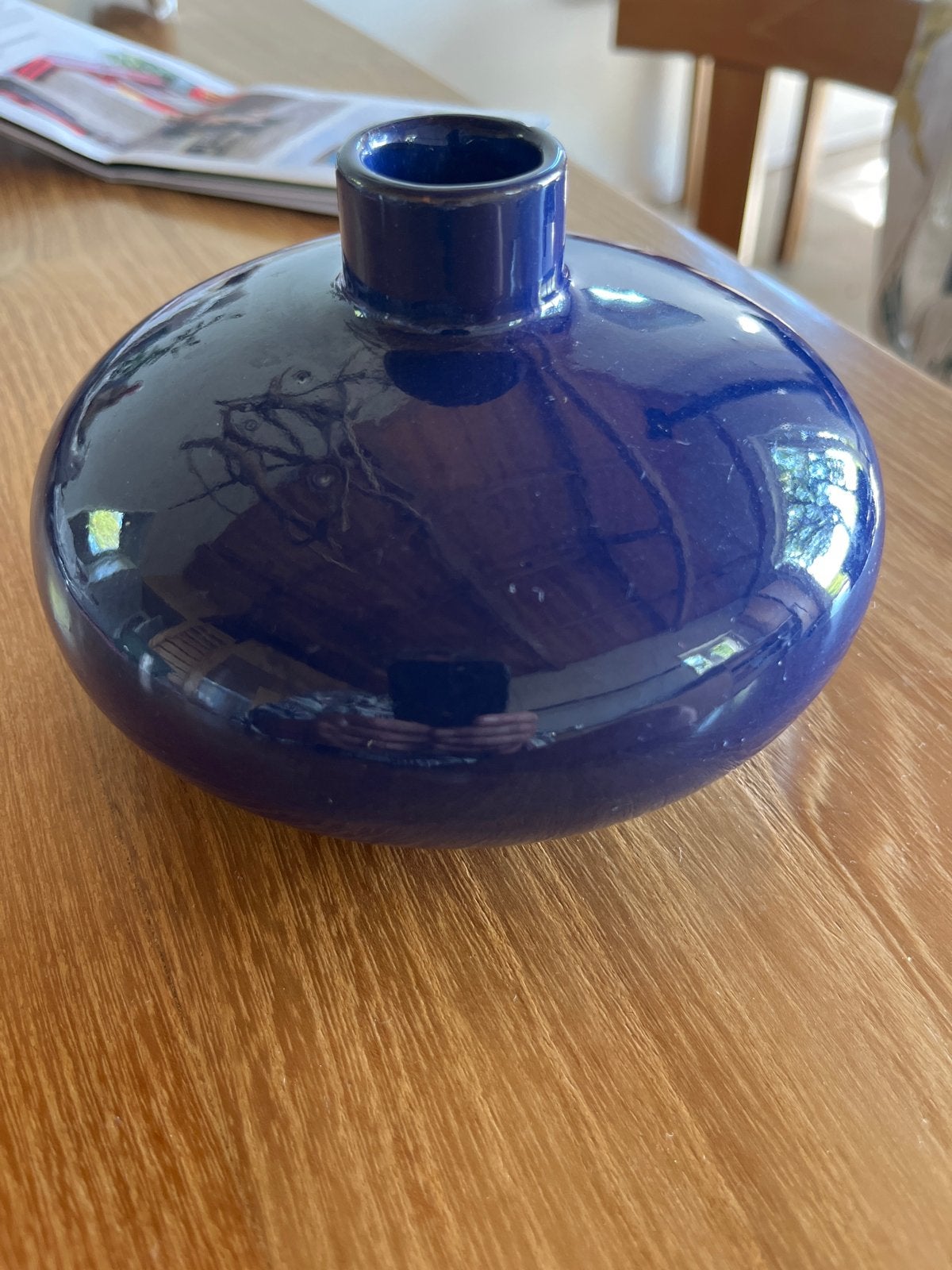Westraven kobalt blauwe keramische vaas, rond model, Ophalen of Verzenden