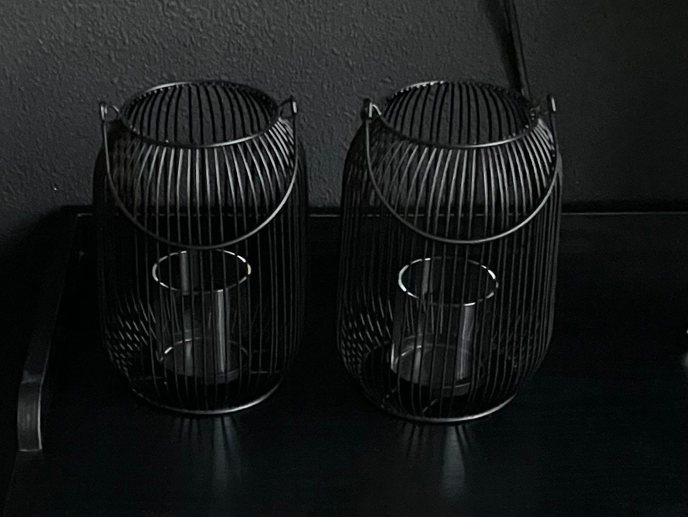 Windlichten zwart metaal met glas, Windlicht, Zwart, Nieuw, Ophalen of Verzenden