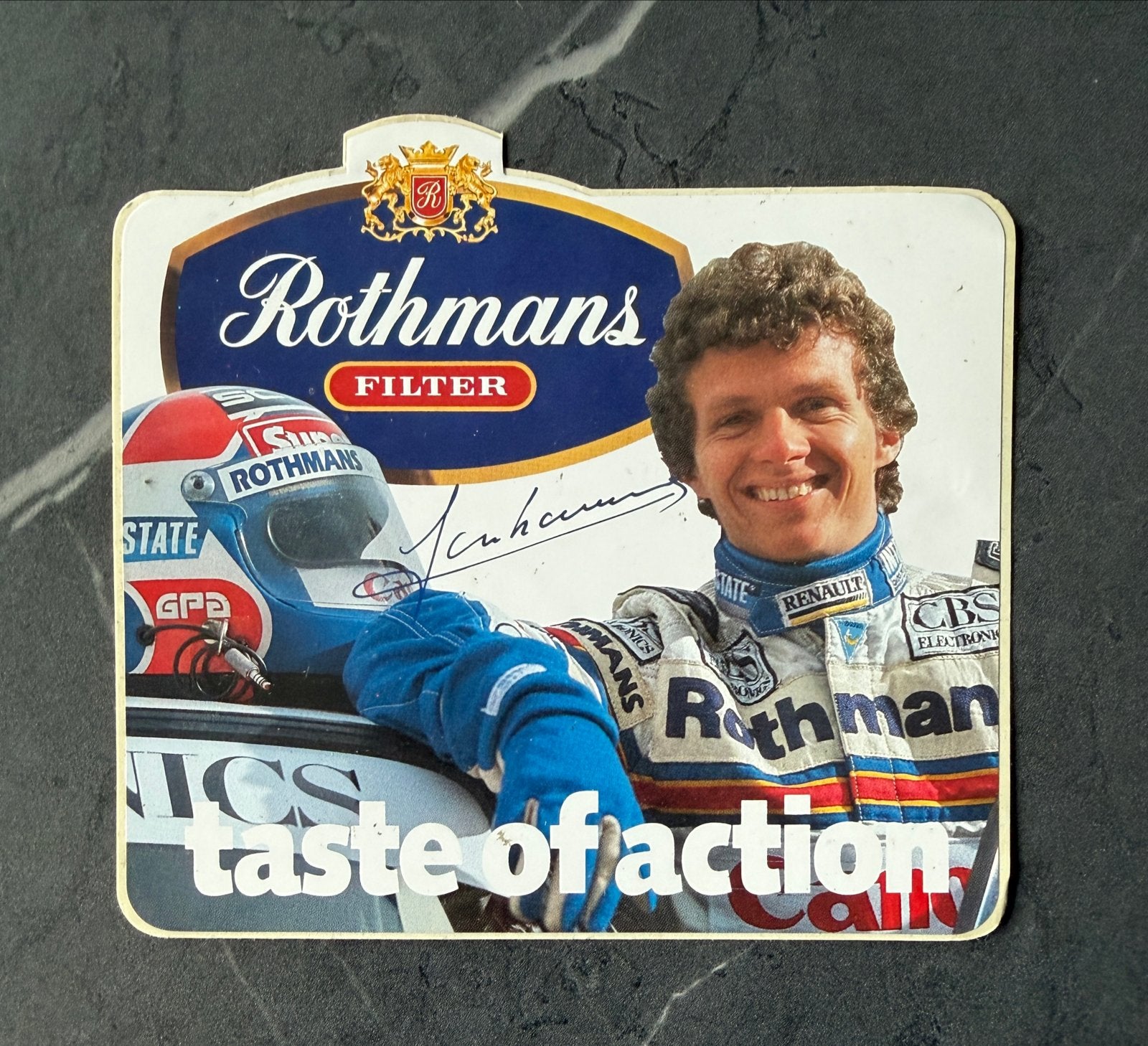 Vintage Jan Lammers Rothmans Sticker - Coureur Formule 1, Verzamelen, Ophalen, Gebruikt, Sport