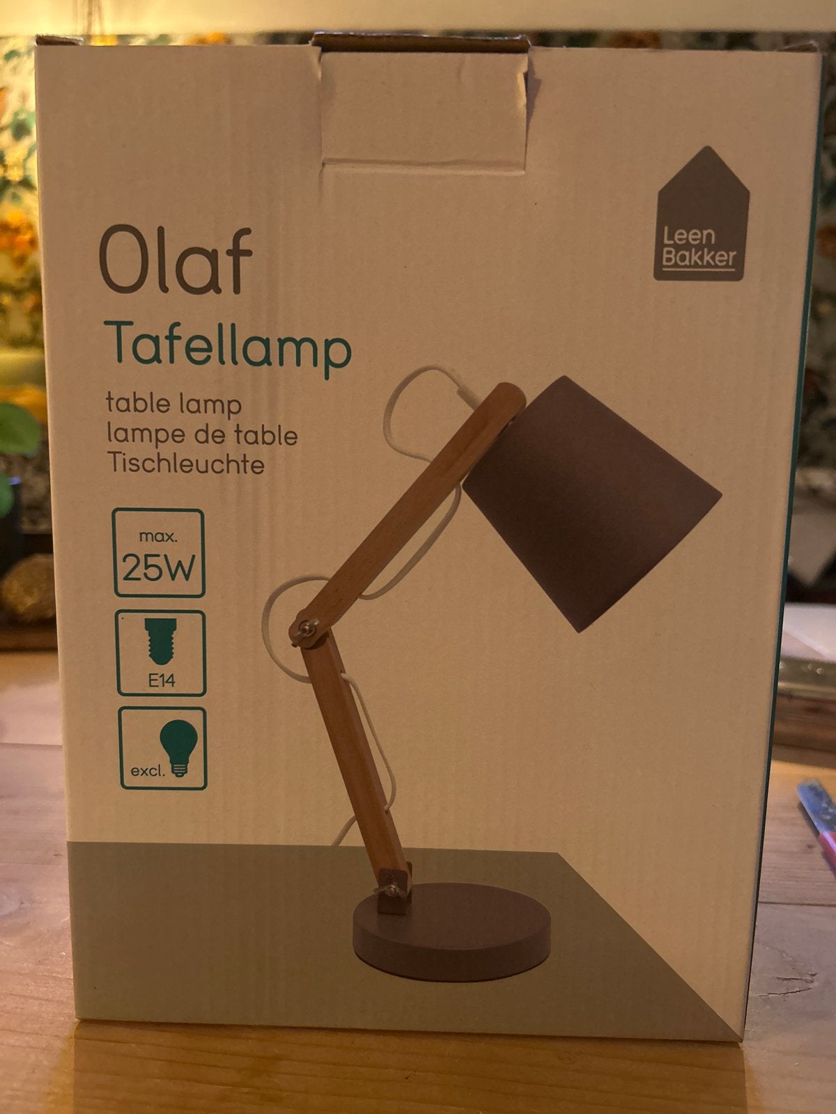 Leen Bakker Tafellamp Olaf - Groen, E14 fitting, Bureaulamp, Groen, E14 (klein), Nieuw