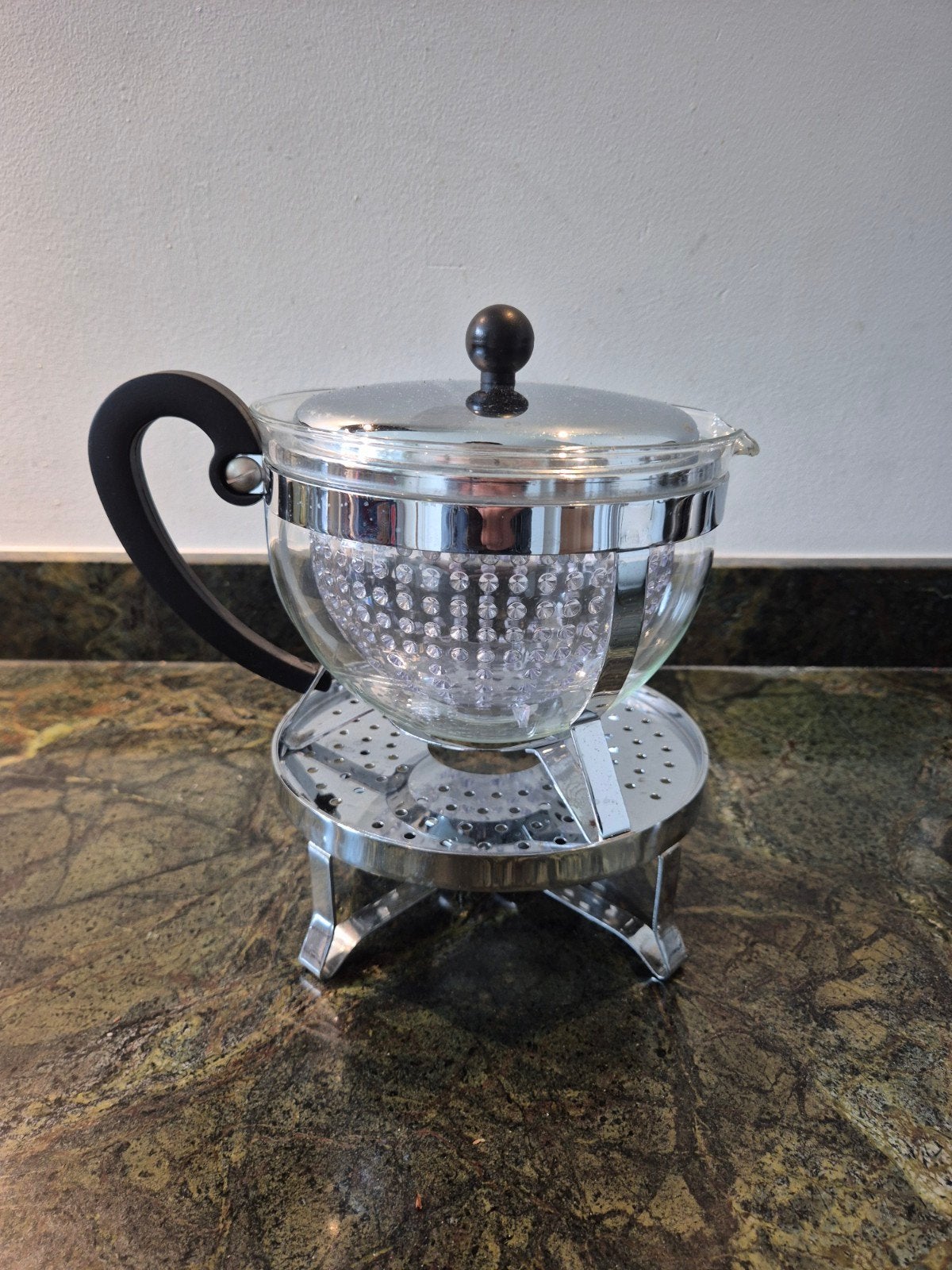 Bodum Theepot met Theelichthouder - Glas en Chroom, Theepot/fluitketel, Glas, Zilver, Bodum