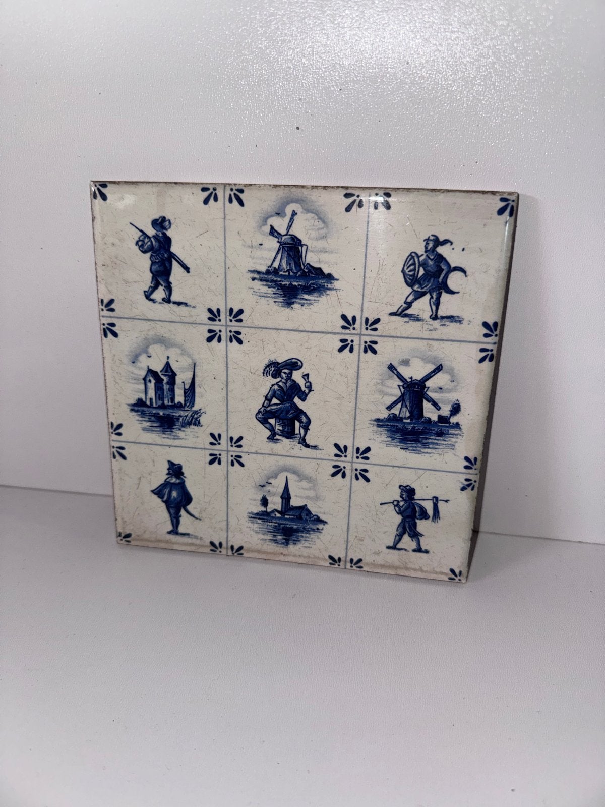 Vintage Delfts Blauw Tegeltableau - Handgeschilderd Holland, Antiek en Kunst, Ophalen of Verzenden