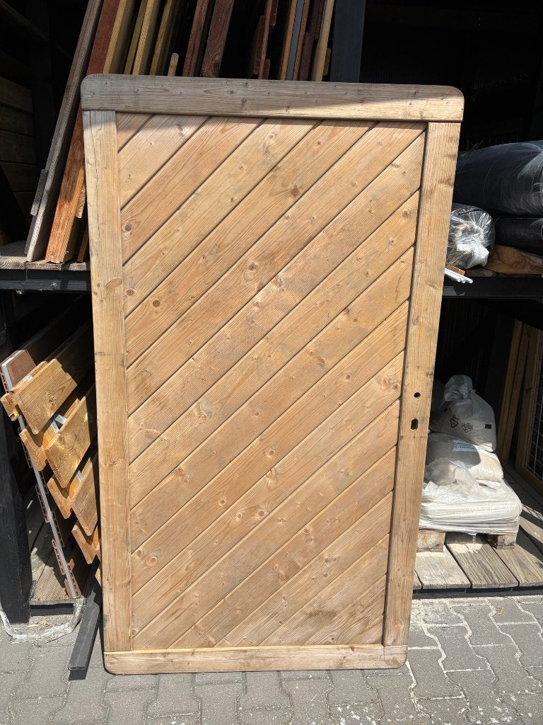 Woodvision Basic Vuren poort Diagonaal 100x180cm, Ophalen, 100 tot 150 cm, Zo goed als nieuw, Draaipoort