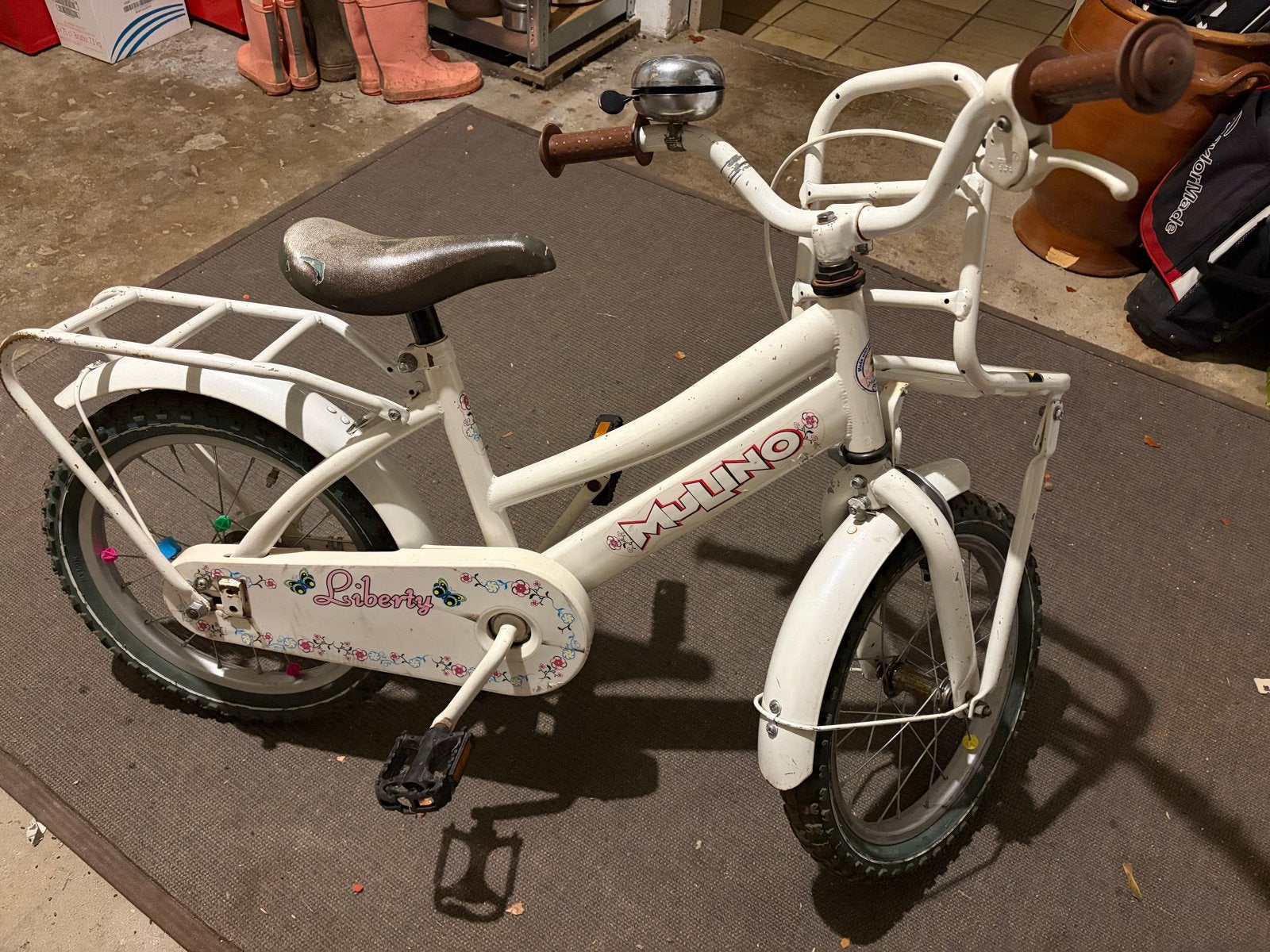 Mullino Liberty Kinderfiets 16 inch - Wit, Ophalen, Gebruikt, Velgrem, 16 tot 20 inch
