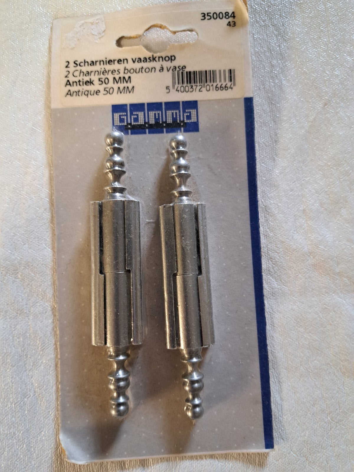 2 Scharnieren vaasknop Antiek 50 MM - Gamma, Doe-het-zelf en Verbouw, Ophalen of Verzenden, Nieuw, Scharnier