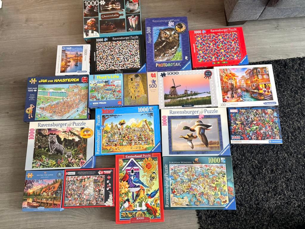 Heel veel puzzels, te koop of ruilen, Ophalen of Verzenden, 500 t/m 1500 stukjes, Gebruikt, Legpuzzel