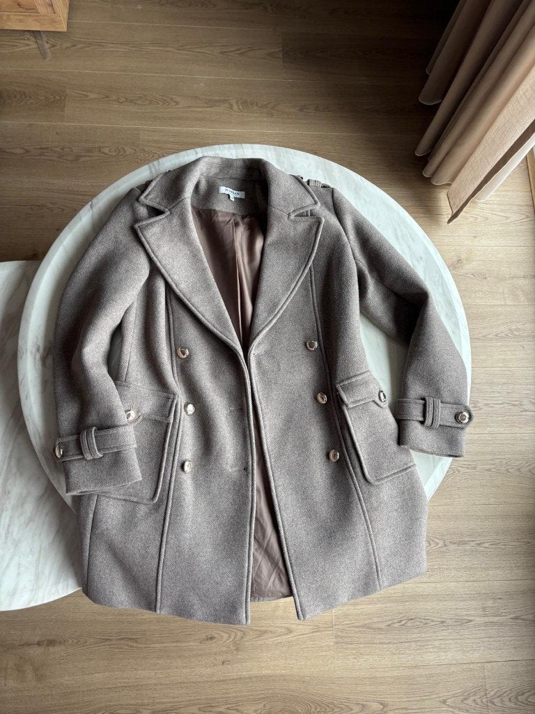 Morgan Taupe Wollen Jas Maat 38, Kleding | Dames, Jassen | Winter, Maat 38/40 (M), Overige kleuren, Zo goed als nieuw, Morgan