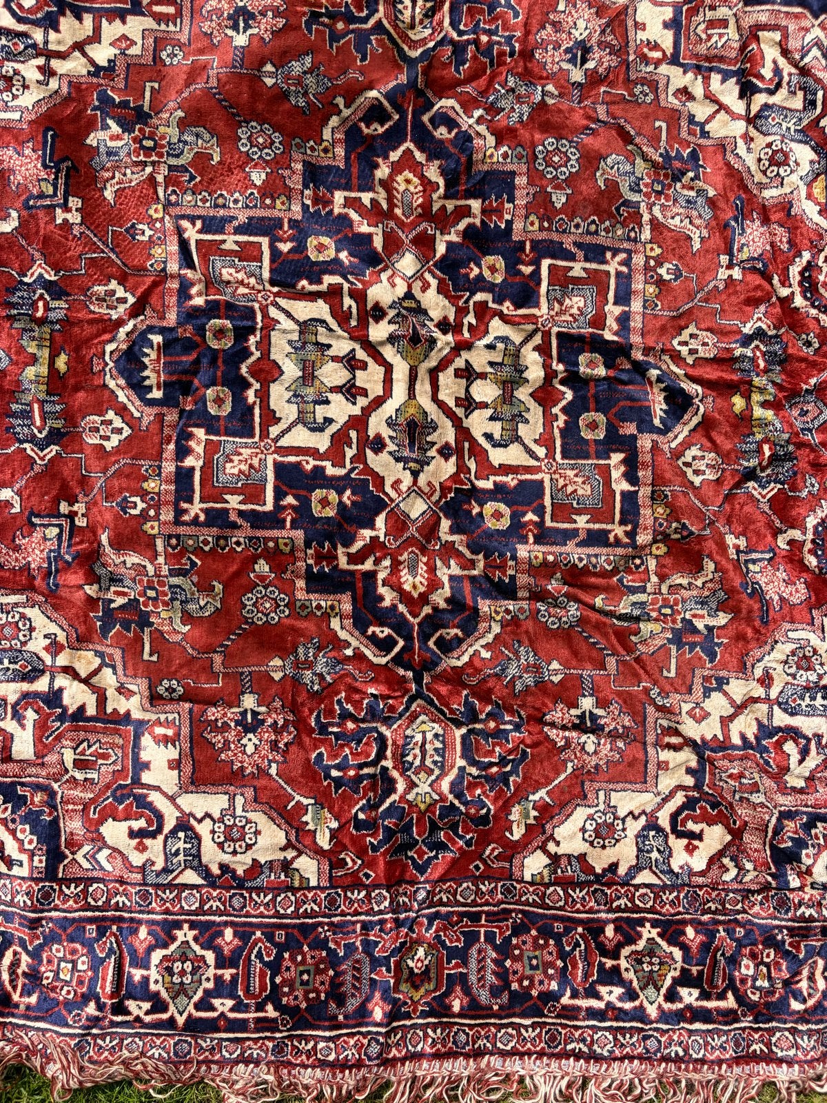 Vintage Perzisch tapijt - Rood, Blauw, Crème, Ophalen, Gebruikt, 100 tot 150 cm, 150 tot 200 cm