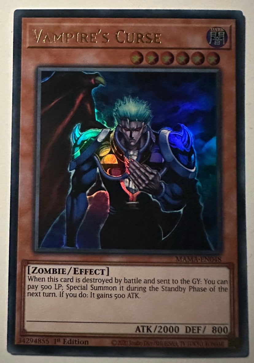 Yu-Gi-Oh! Vampire’s Curse MAMA 1st Edition !, Ophalen of Verzenden, Zo goed als nieuw, Losse kaart, Foil
