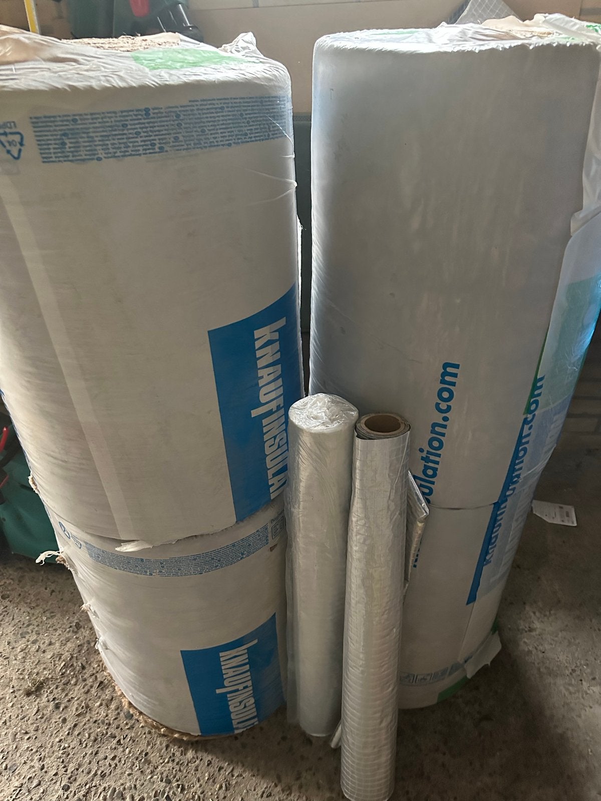 2 rollen Glaswol Naturoll met restant Miofol, Ophalen, Gebruikt, 12 cm of meer, 5 tot 10 m²