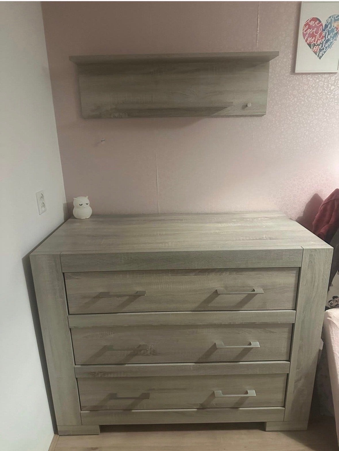ZGAN Baby commode met 3 lades en wandplank, Kinderen en Baby's, Kinderkamer | Commodes en Kasten, Ophalen, Gebruikt, 50 tot 70 cm