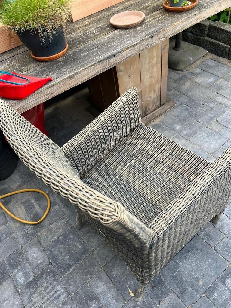 2x Club Collection tuinstoel met kussens, grijs/beige, Tuin en Terras, Ophalen of Verzenden, Gebruikt, Wicker