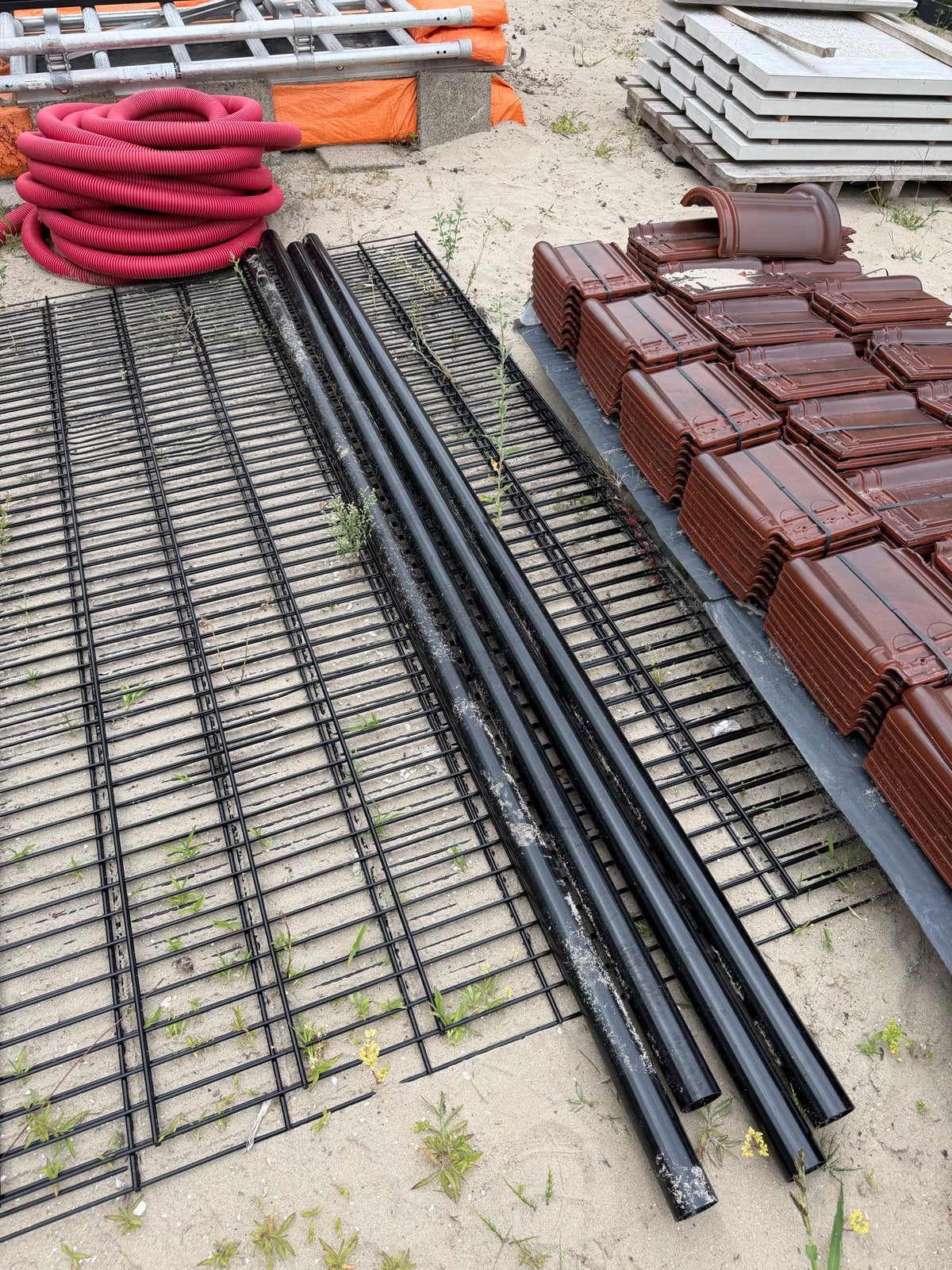 3x Dubbelstaal hekwerk met palen, Ophalen, Gebruikt, IJzer, Dubbelstaafmat hekwerk