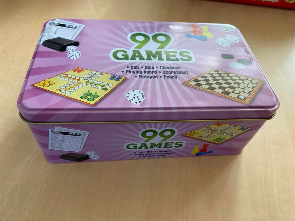 99 Spelletjes Collectie in Blikken Doos - Klassieke Spellen, Een of twee spelers, Ophalen of Verzenden, Gebruikt, Reisspel
