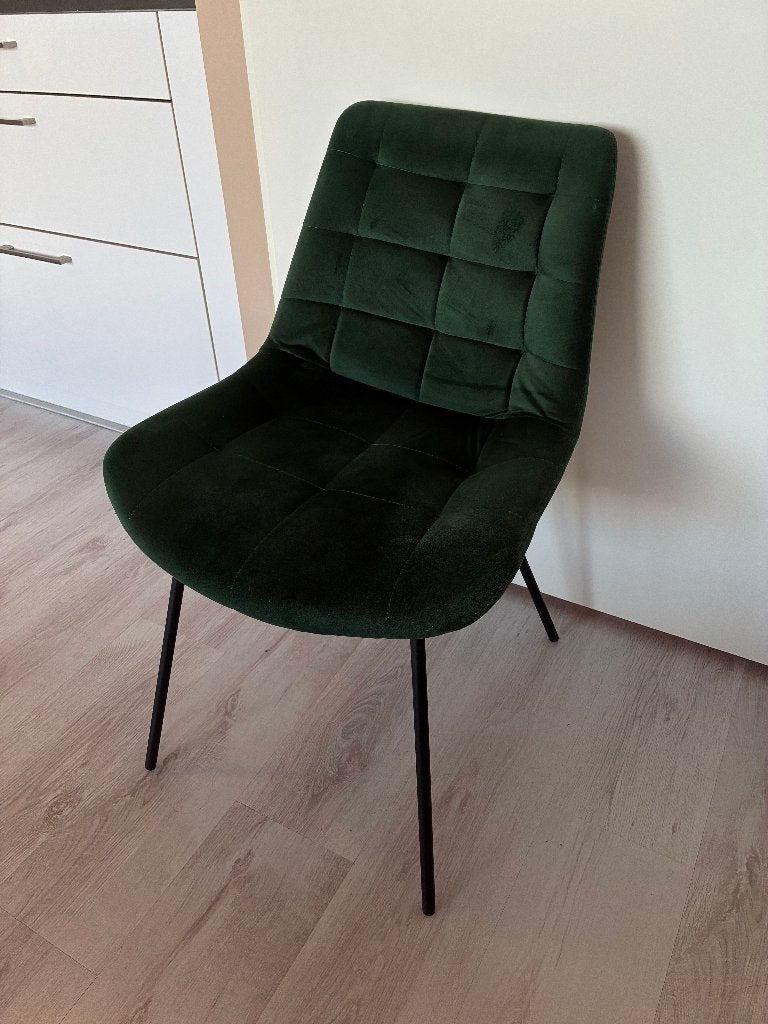 Eetkamerstoelen groen velvet / fluweel – Ook los te koop!, Ophalen, Gebruikt, Overige kleuren, Drie