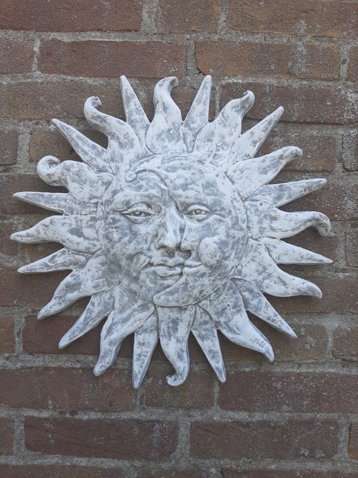 Zon maan wanddecoratie betonnen beeld tuinbeeld beton, Tuin en Terras, Ophalen