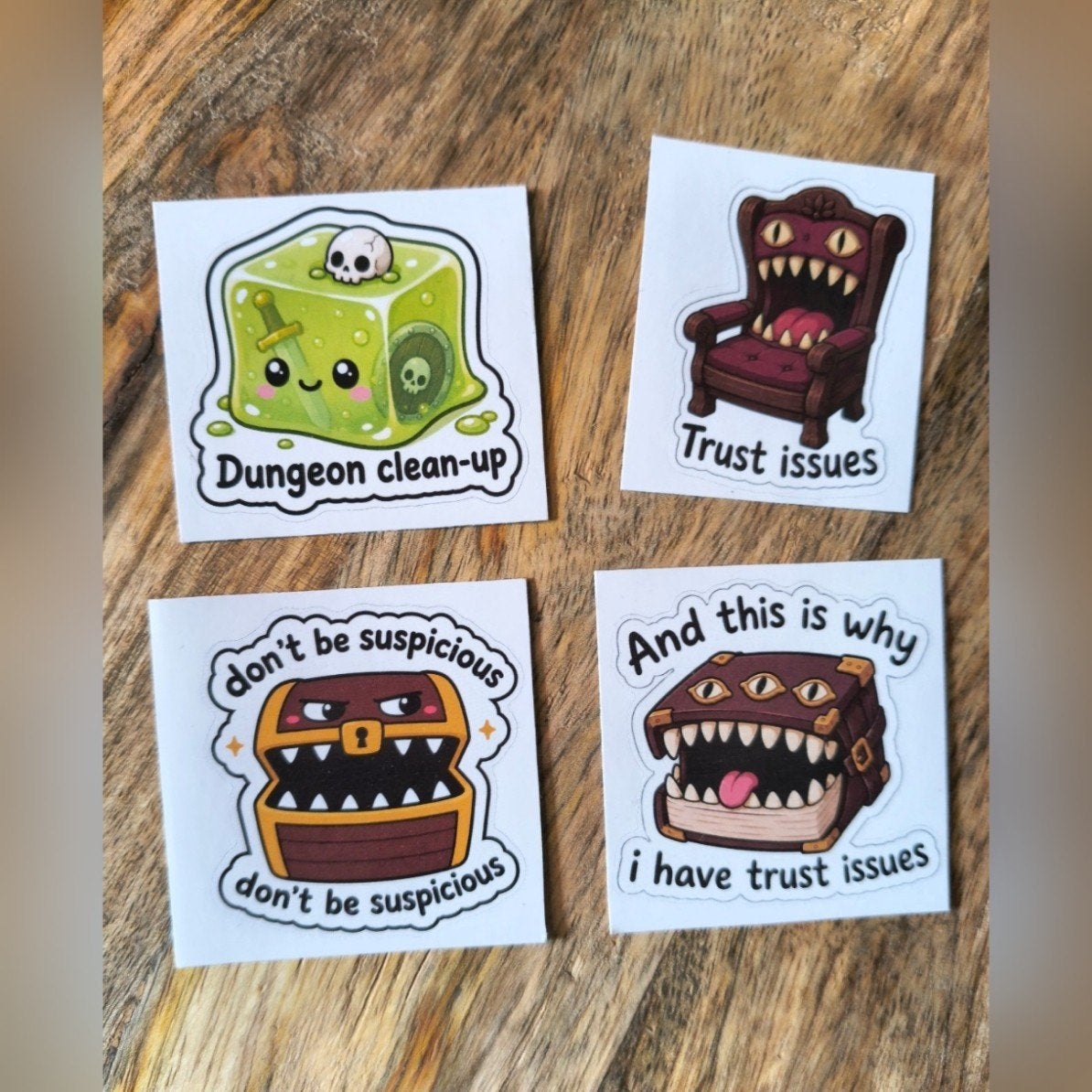 D&D Stickers: Dungeon Clean-up, Trust Issues, Mimic, Ophalen of Verzenden, Nieuw, Overige typen