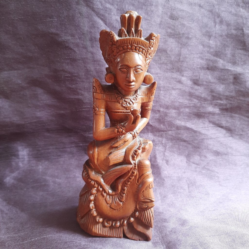 Bali Indonesië Beeldje Godin Houtsnijwerk, Minder dan 20 cm, Verzenden, Handgemaakt, Beeld