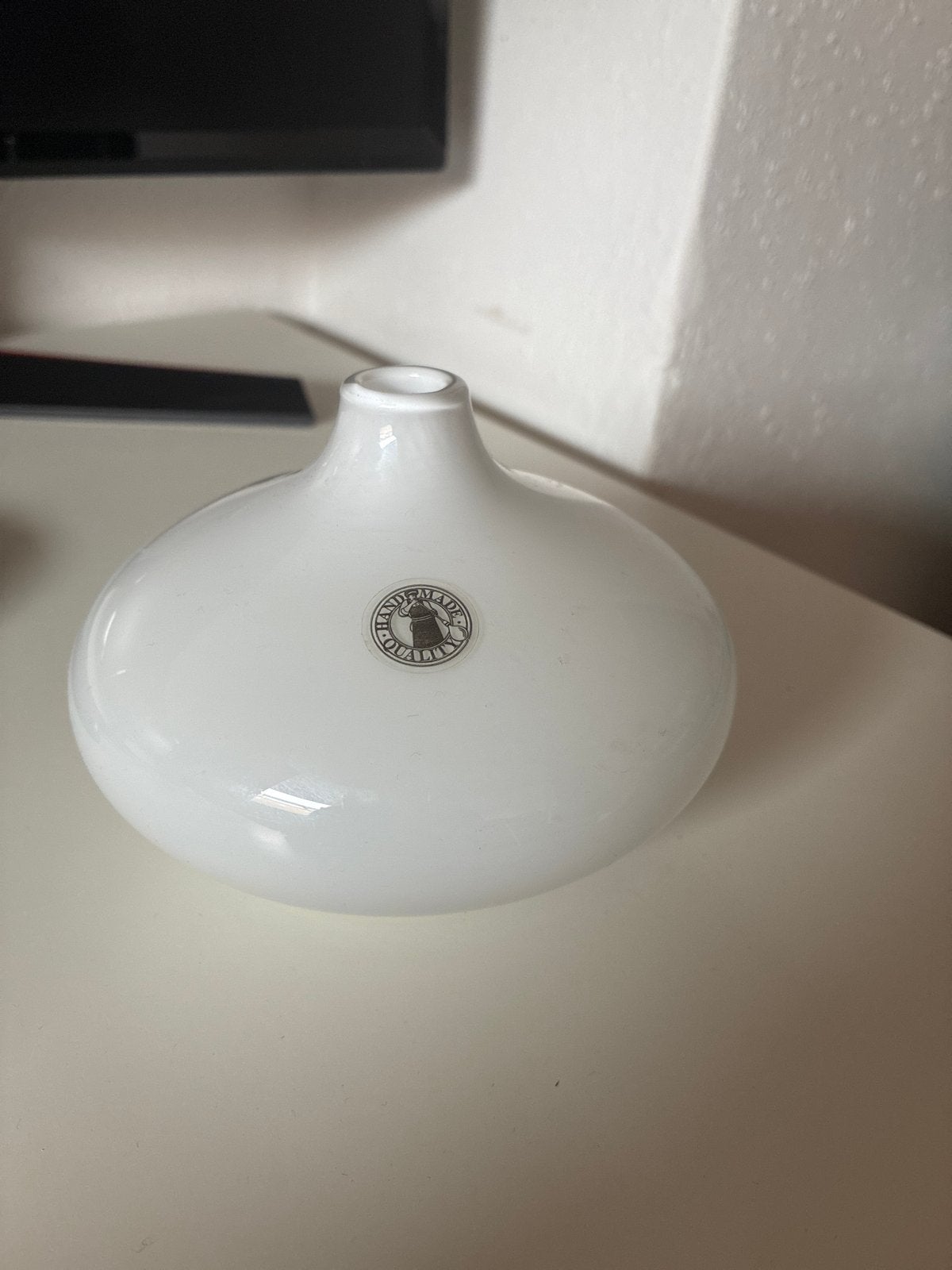 IKEA Vaas Wit Glas Handgemaakt, Handgemaakt, Verzenden, Wit, Glas