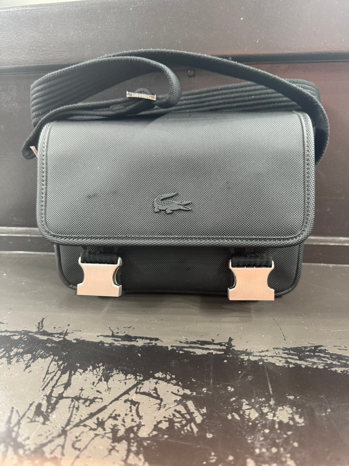 Lacoste messenger schouder tas, Ophalen of Verzenden, Zo goed als nieuw, Zwart