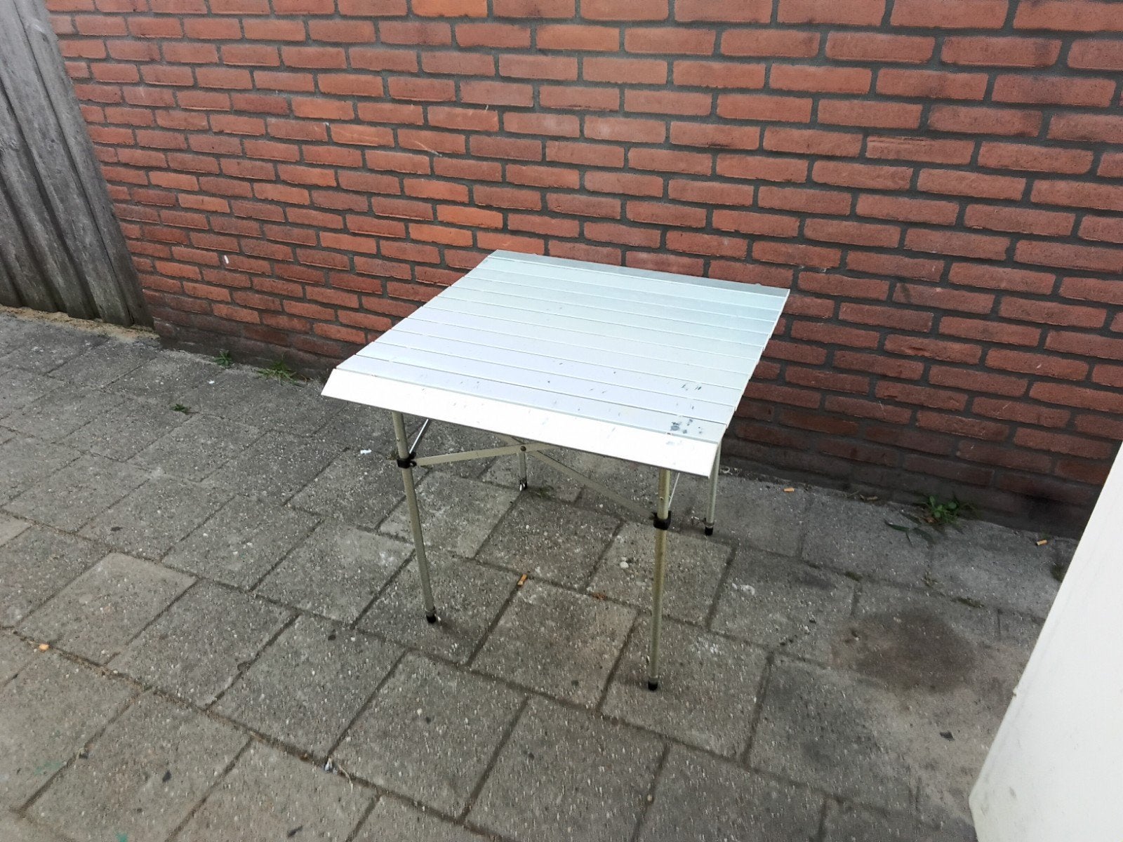Sterke in hoogte verstelbare oprolbare campingtafel, Ophalen of Verzenden, Gebruikt