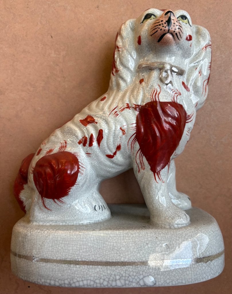 Staffordshire hond, porselein, Beschilderd, Ophalen of Verzenden, Zoogdier, 20 - 50 cm