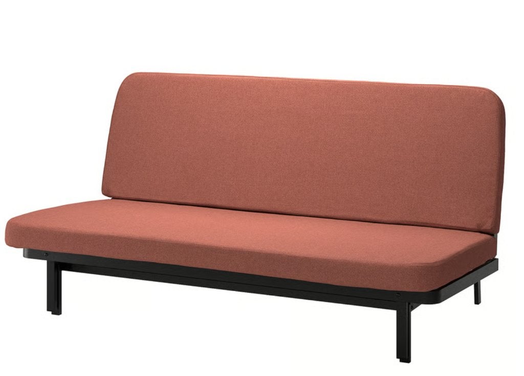 IKEA slaapbank NYHAMN Rood/Bruin, Ophalen, Gebruikt, Tweepersoons, 140 cm