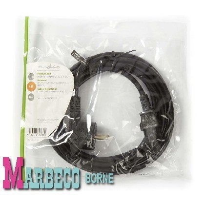 Voedingskabel, Stroomkabel, Stroomsnoer, Schuko IEC, 3 meter, Nedis, Nieuw, Info@marbeco.nl, Apparatuur