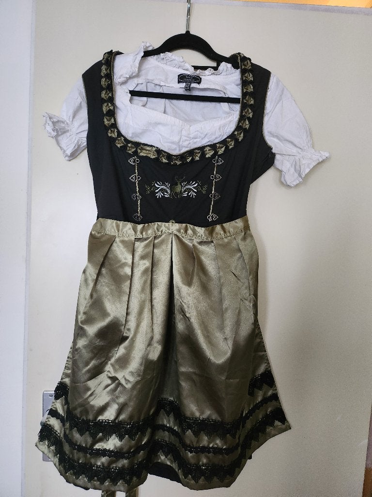 Dirndl zwart / olijfgroen mt 42 Oktoberfest, Kleding | Dames, Carnavalskleding en Feestkleding, Maat 42/44 (L), Ophalen of Verzenden