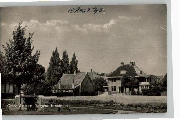 Groot Ammers Burgem. Fortuinplein L van Holten st 1943, Verzenden, 1920 tot 1940, Gelopen, Zuid-Holland