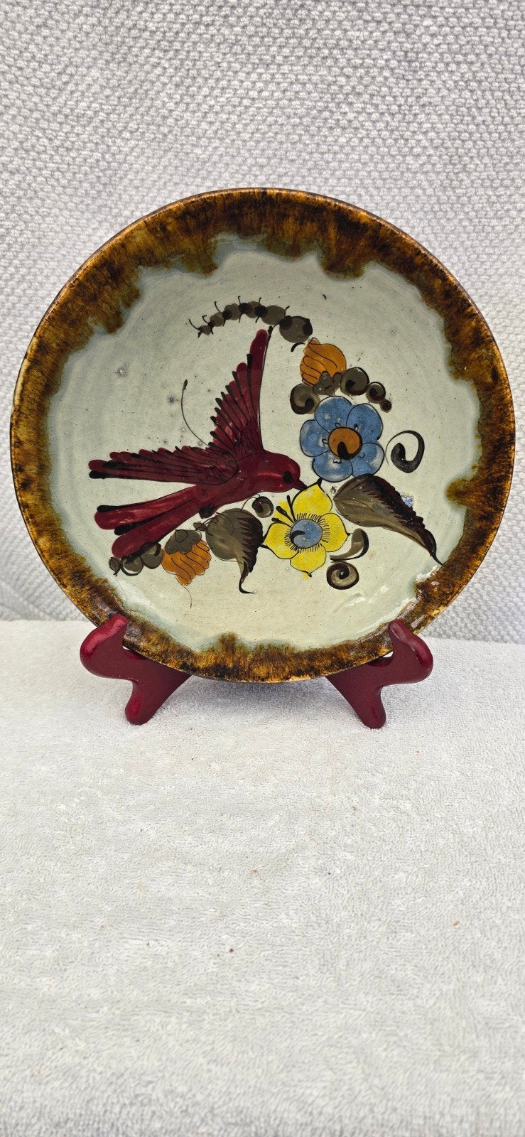 Vintage Mexicaans Handgeschilderd Wandbord / Aardewerk Bord, Antiek en Kunst, Antiek | Wandborden en Tegels, Ophalen of Verzenden