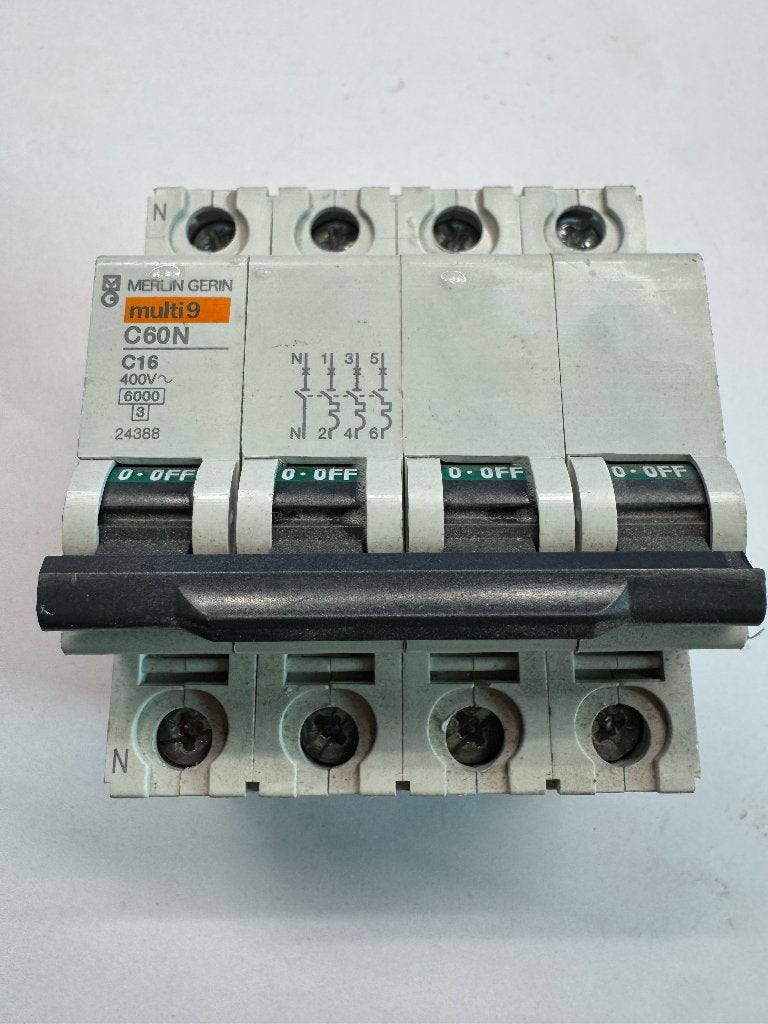 Merlin Gerin Multi9 C60N C16 400V Installatieautomaat, Doe-het-zelf en Verbouw, Ophalen of Verzenden, Gebruikt, Schneider Electric