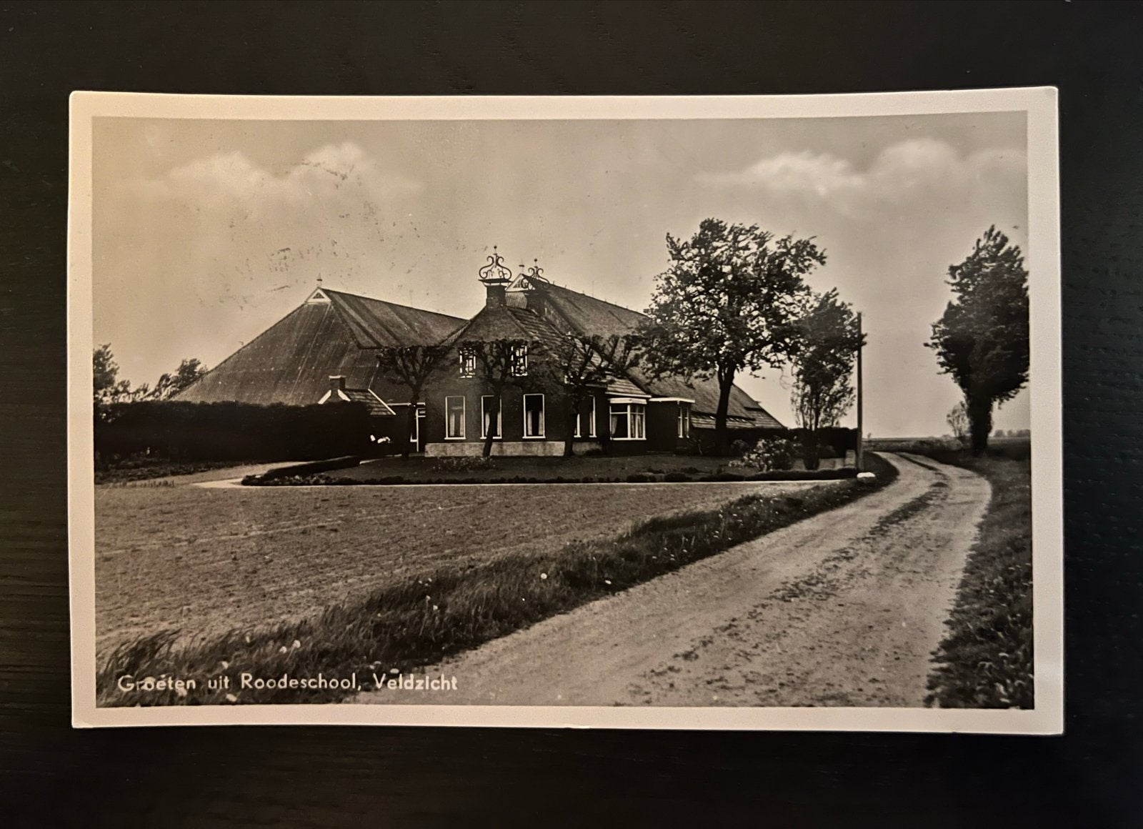 Oude Ansichtkaart: Groeten uit Roodeschool, Veldzicht, Verzamelen, Verzenden, 1940 tot 1960, Gelopen, Groningen