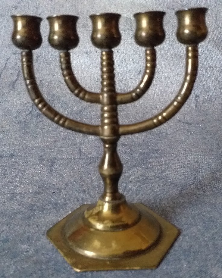 Miniatuur 5 armige kandelaar van voor 1940 [4158]  [AnAnKo], Antiek en Kunst, Ophalen of Verzenden, Koper