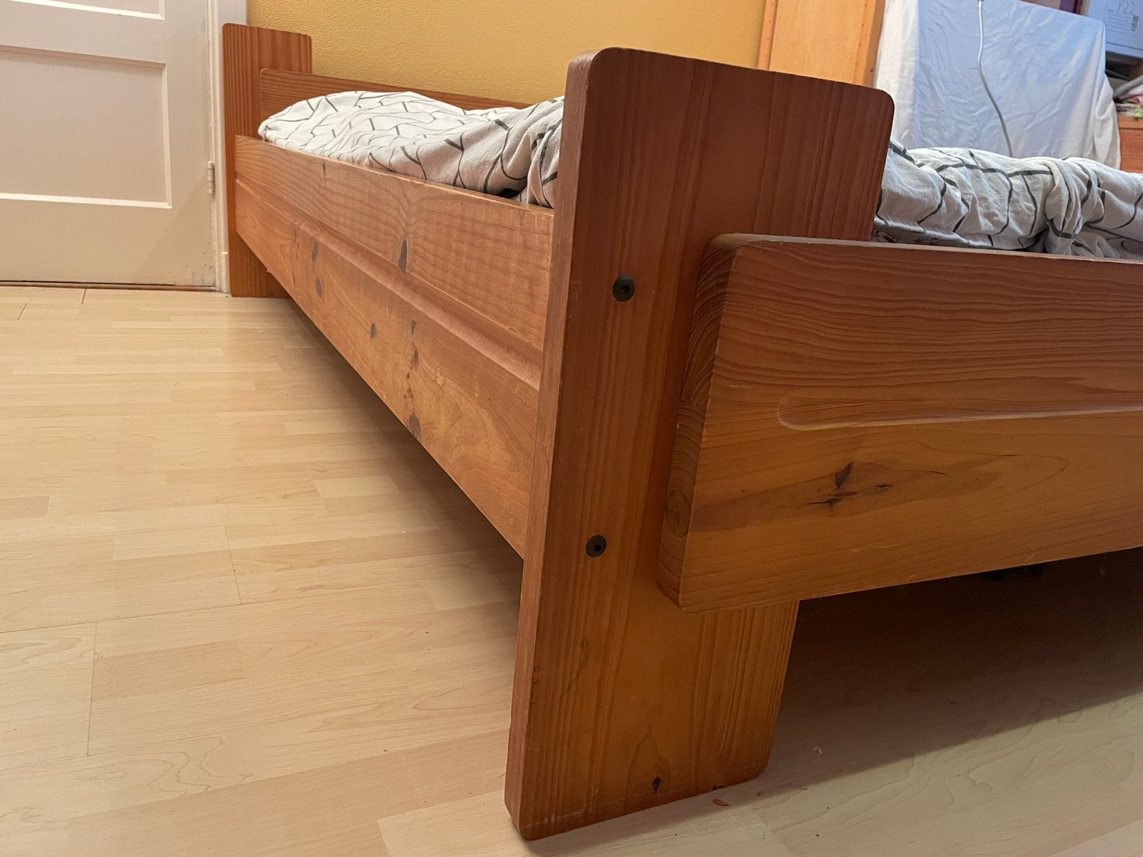 Grenen bed jaren ‘70 vintage retro, Ophalen, Gebruikt, Bruin, 140 cm