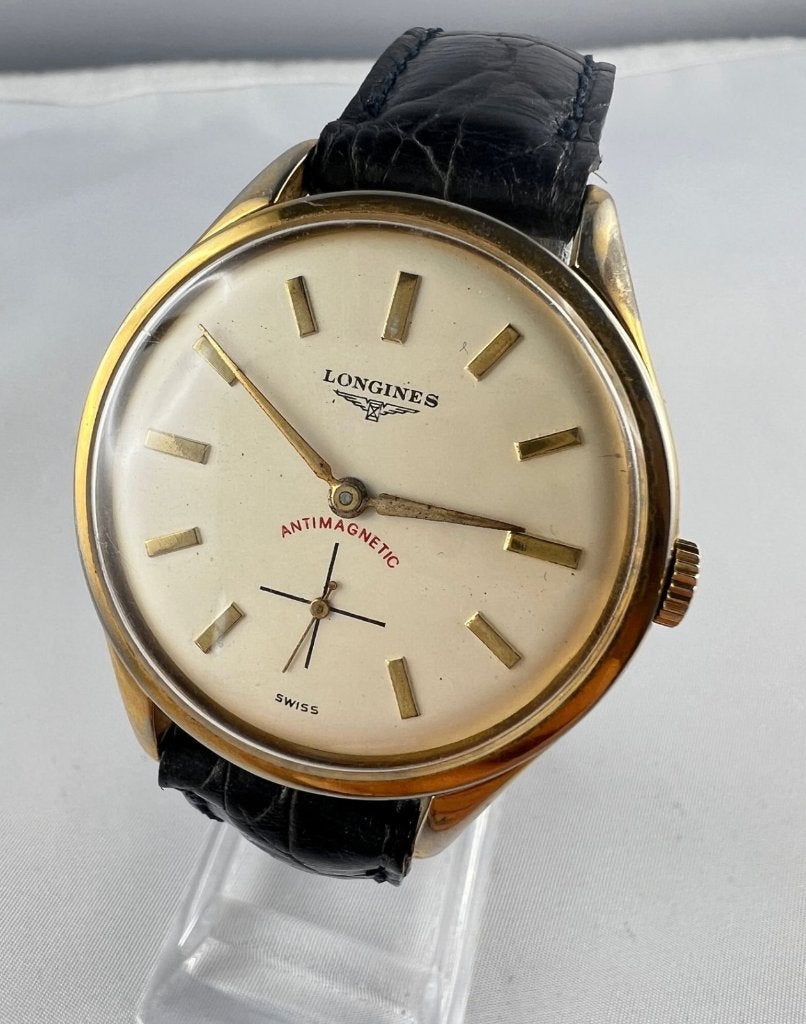 Longines Vintage "Antimagnetic" 38,5 mm (Revisie 2026), Polshorloge, 1930 tot 1960, Ophalen of Verzenden, Verguld