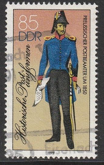 DDR 1986 2999 Pruisische postbezorger, Gest, Ophalen of Verzenden, DDR, Gestempeld