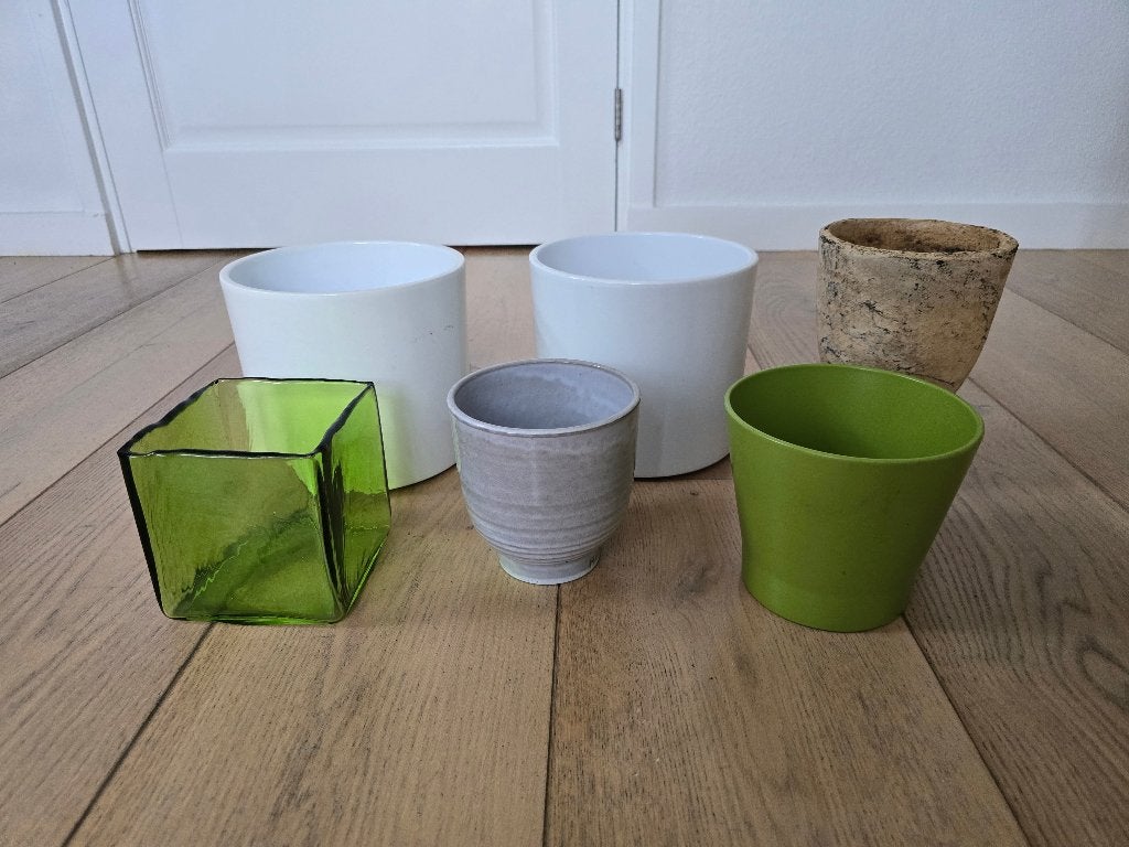 Diverse leuke plantenpotten - gratis, Ophalen, Gebruikt, Rond, Aardewerk
