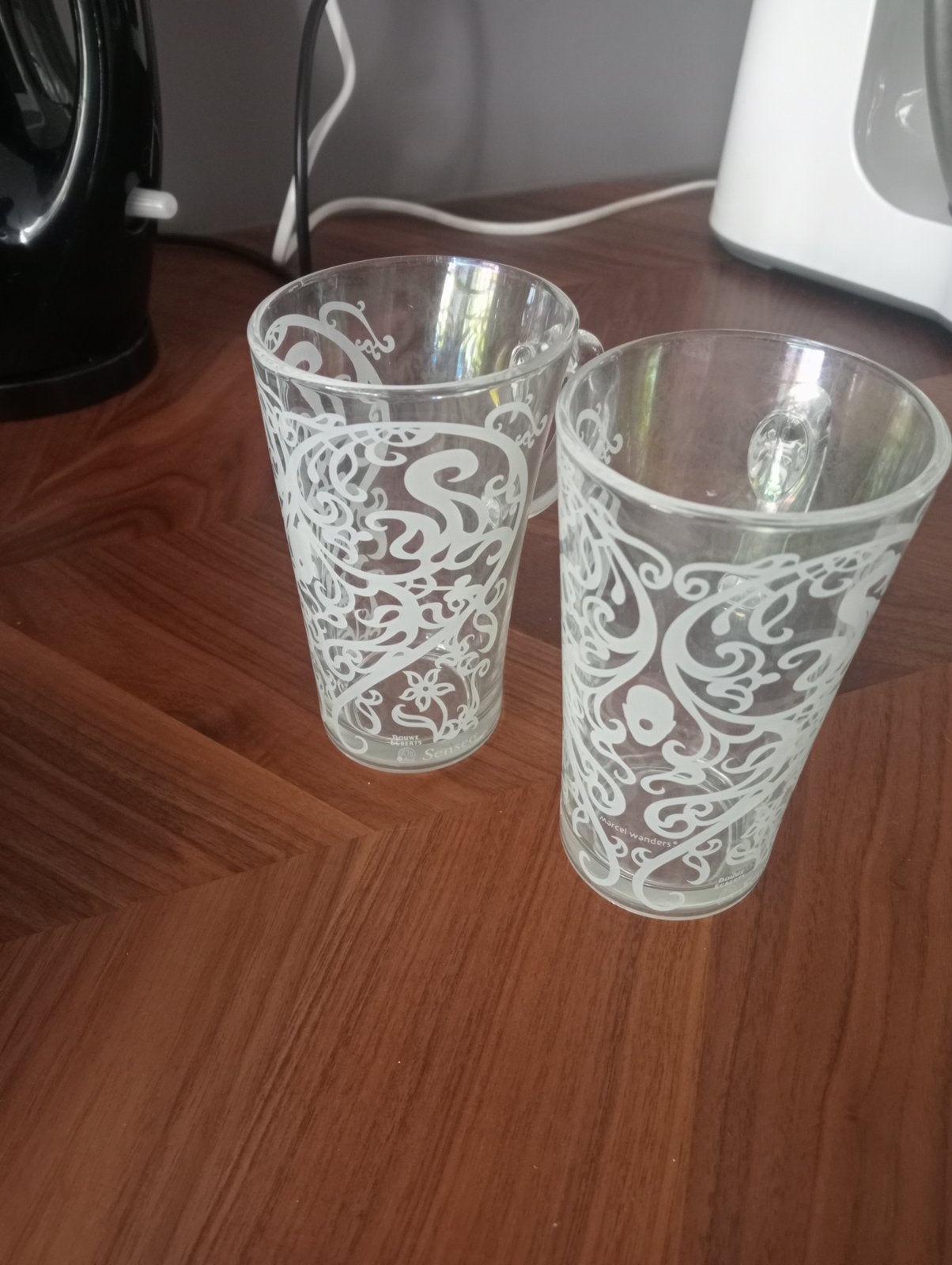 marcel wanders douwe Egberts senseo koffie glazen hoog model, Glas of Glazen, Gebruikt, Ophalen of Verzenden, Glas