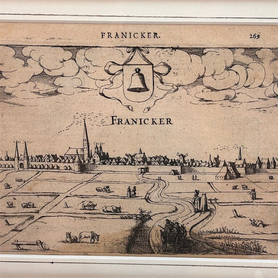 17e eeuwse gravure, Franeker, door Guiccardini, Antiek en Kunst, Ophalen of Verzenden