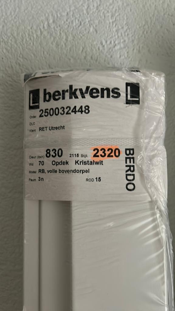 Berkvens Binnendeurkozijn - Kristalwit, Opdek, Doe-het-zelf en Verbouw, Kozijnen en Schuifpuien, Deurkozijn, Nieuw, 225 cm of meer