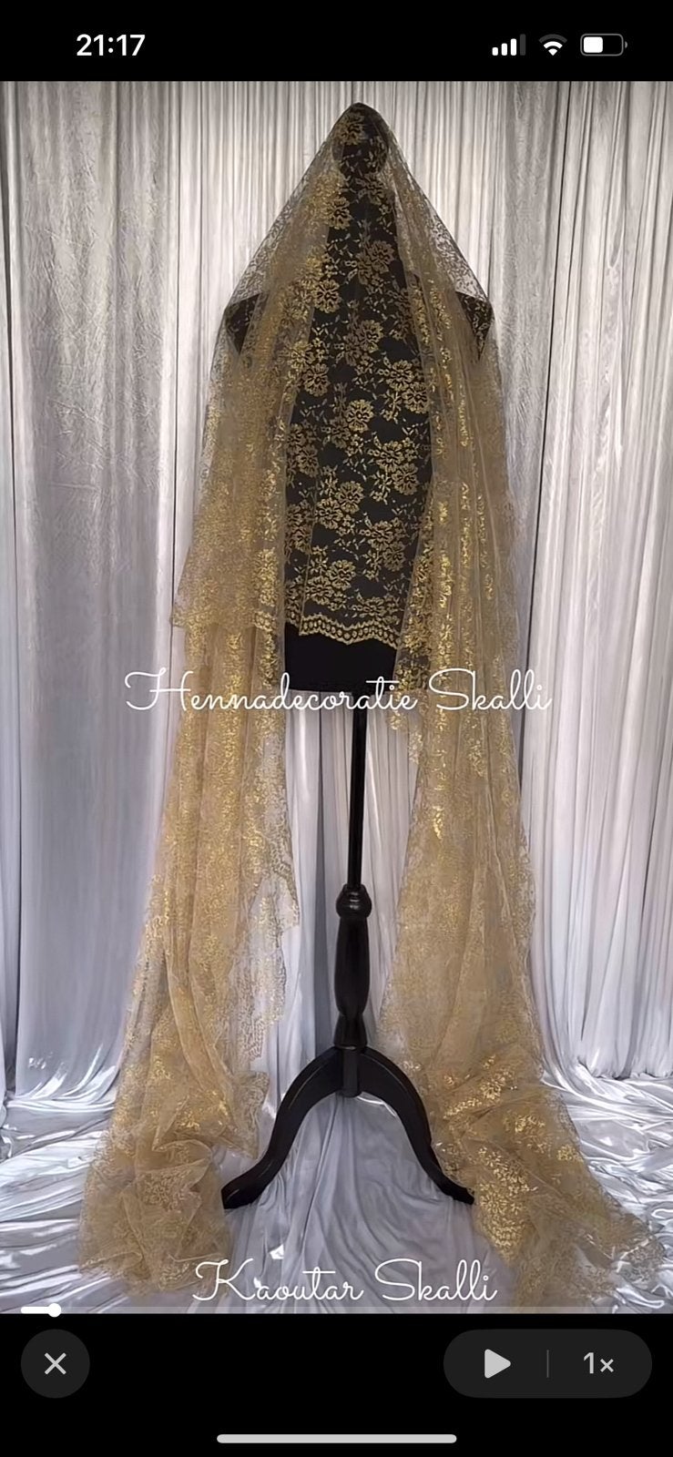 Henna sluier van kant goud, Ophalen of Verzenden, Zo goed als nieuw, Wit, Accessoires